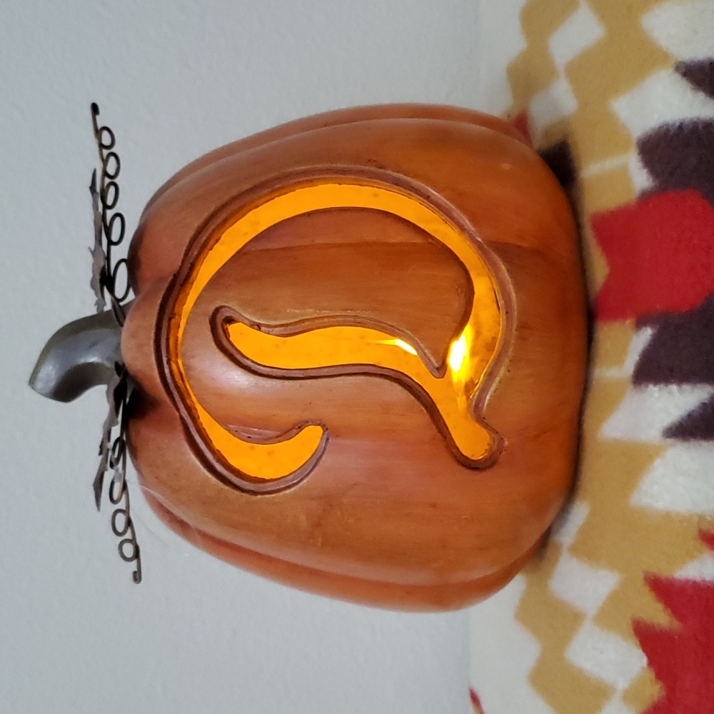 Big D Light Up Candle Pumpkin Batteries Halloween Thanksgiving Fall
